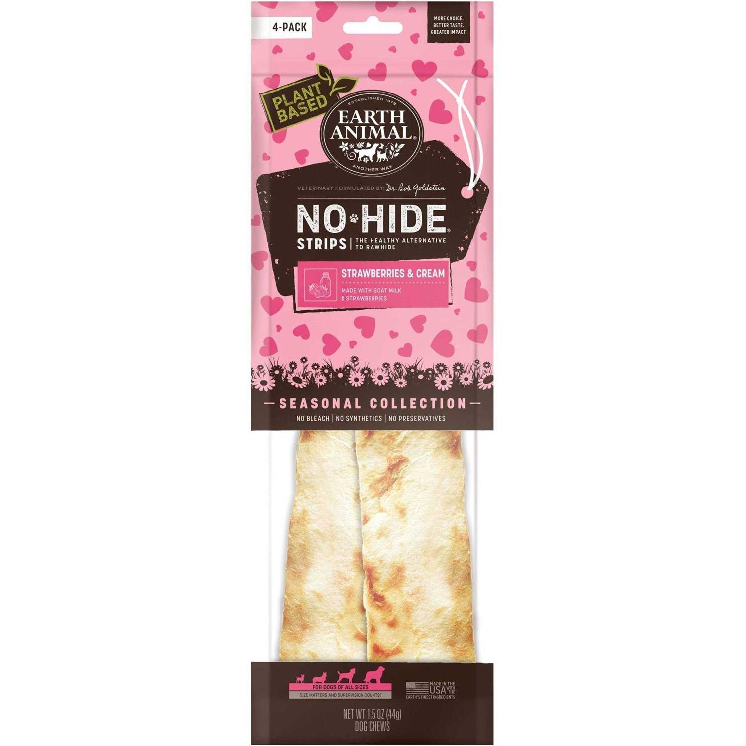 Earth Animal No-Hide Strawberries & Cream Strips Dog Treats - Healthber