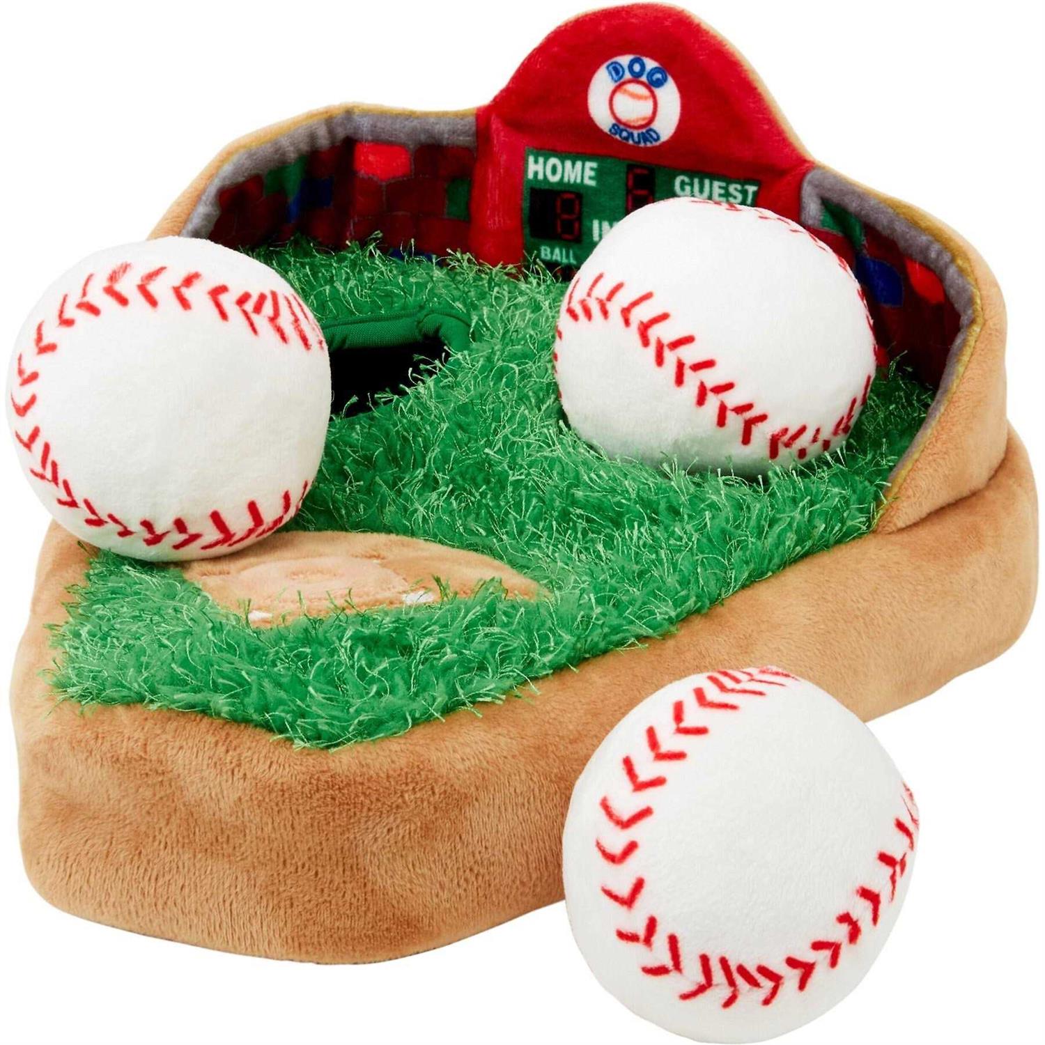 Frisco Baseball Hide & Seek Puzzle Plush Squeaky Dog Toy - Healthber