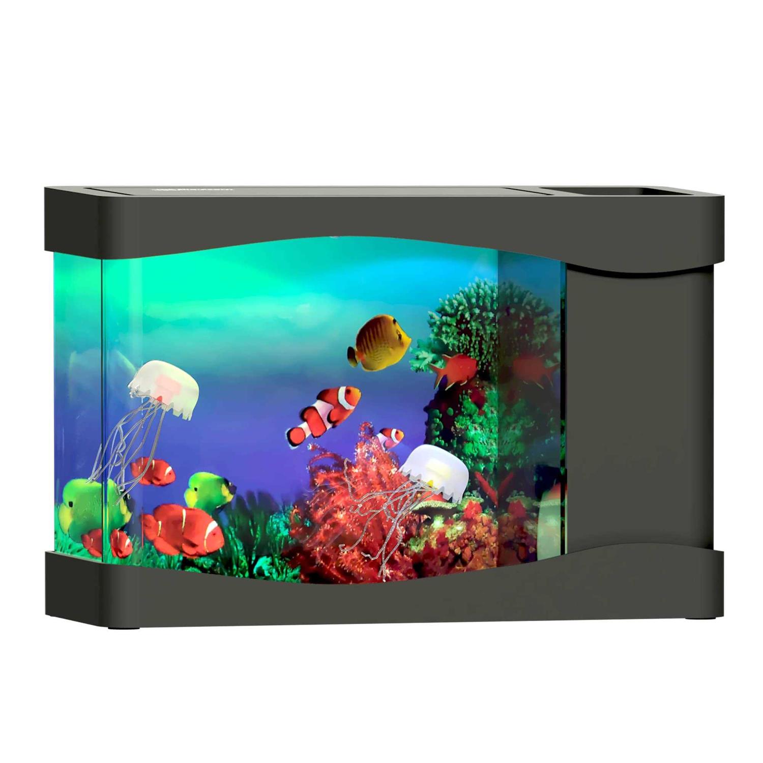 Playlearn USA Playlearn Mini Jellyfish Aquarium Artificial Fish Tank with Moving Fish USB/Battery Powered - Healthber