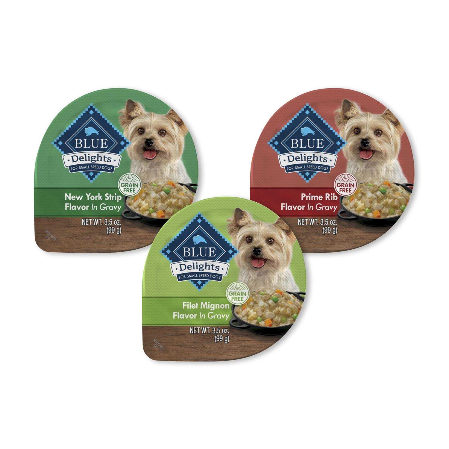 Blue Buffalo Delights Pate Style Grain-Free Chicken Prime Rib & NY Strip Variety Pack Adult Small Breed Wet Dog Food - Healthber