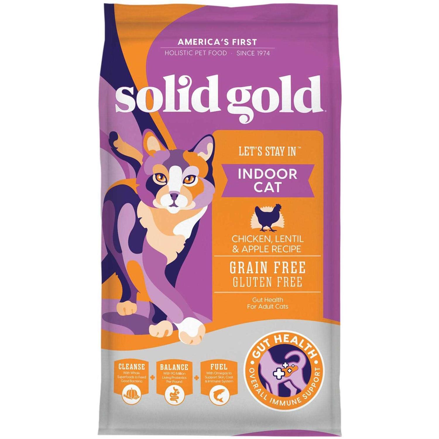 Solid Gold Let’s Stay in Indoor Lentil & Apple Recipe adult Grain-Free Dry Cat Food - Healthber