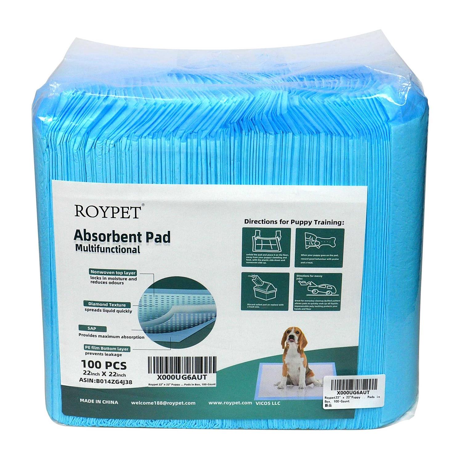 Roypet 22 x 22 Puppy Training Pads in Bag - Healthber
