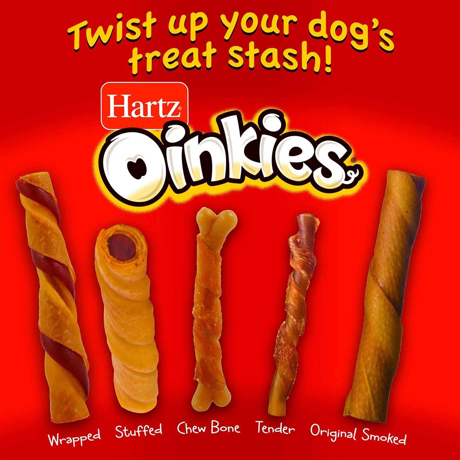 Hartz Oinkies Porkalicious Smoked Pig Skin Twists Dog Treats - Healthber