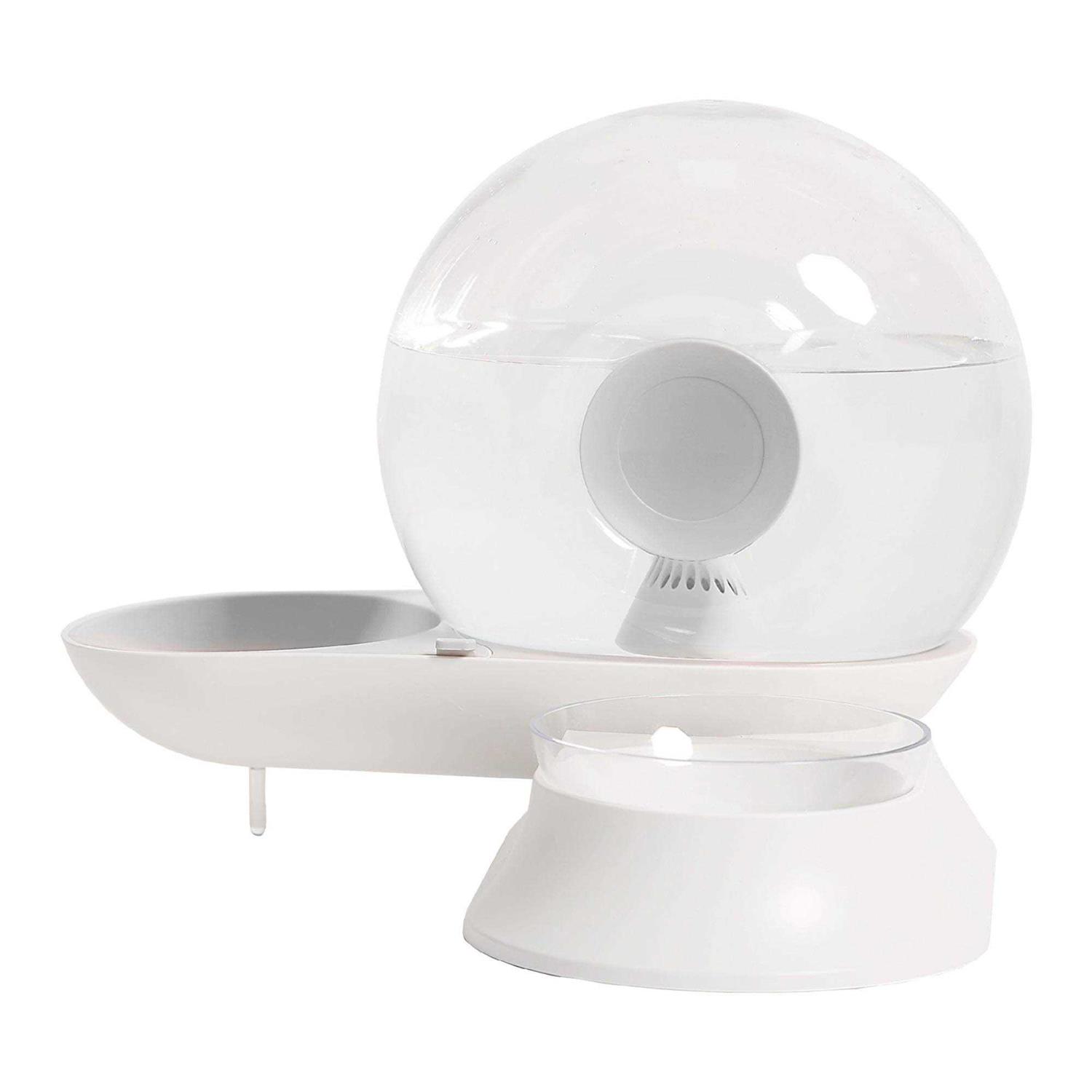 Pet Life Auto-Myst Snail Shaped 2-in-1 Automated Gravity Pet Filtered Water Dispenser and Food Bowl - Healthber