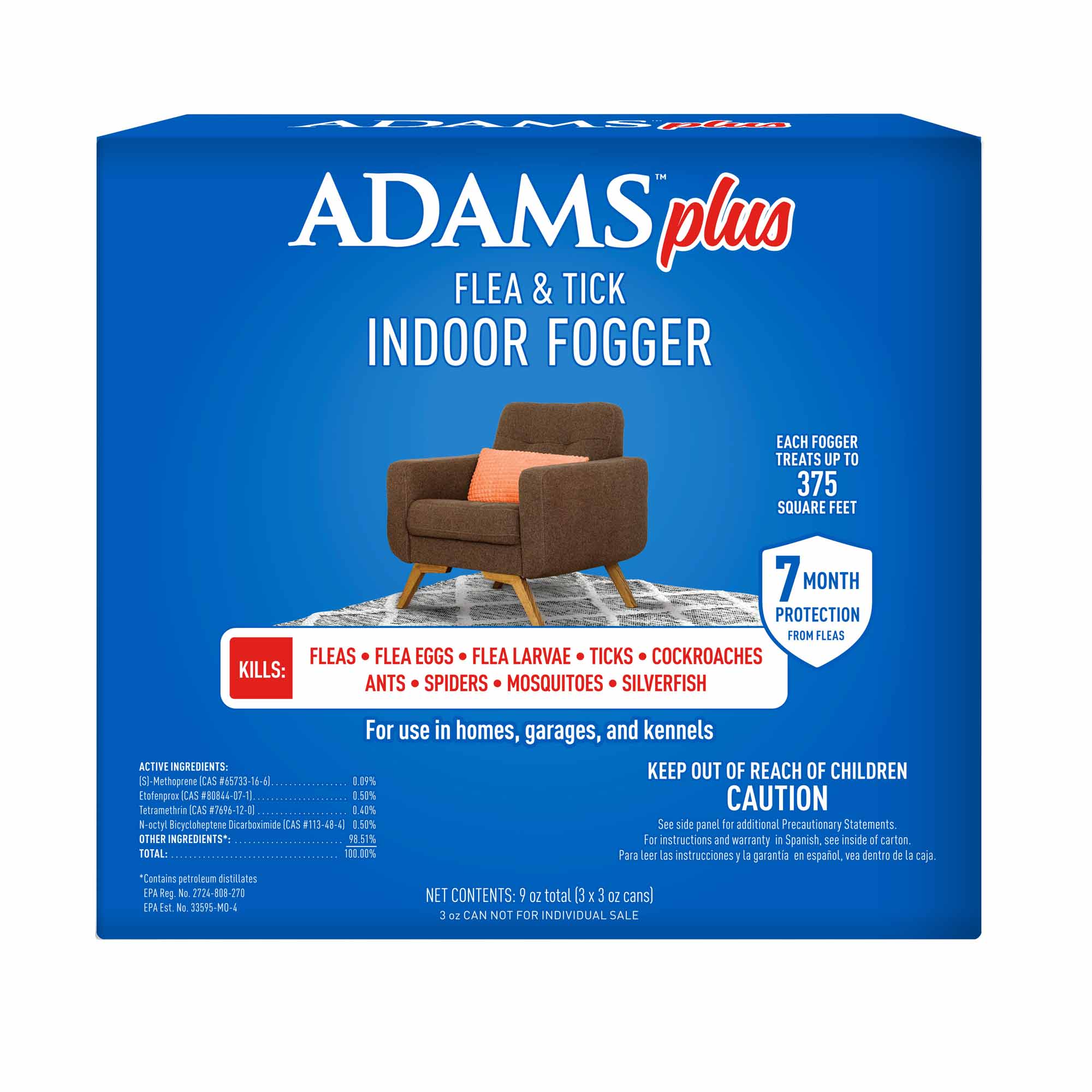 Adams Plus Flea & Tick Indoor Fogger, 3-pk (3 oz each) - Healthber