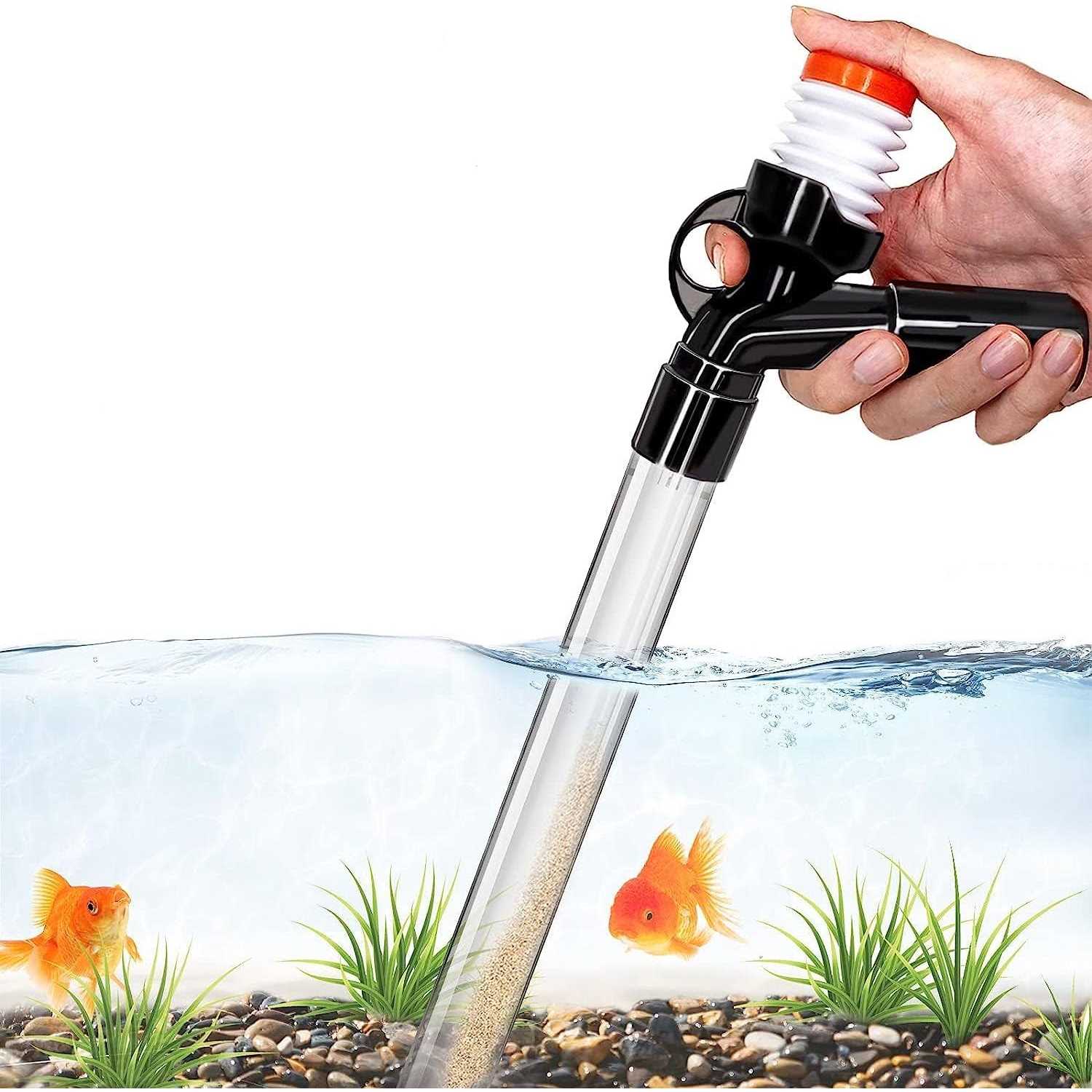 Aquarium Gravel Cleaner Fish Tank Kit Long Nozzle Water Changer for Water Changing and Filter Gravel Cleaning with Air-Pressing Button and Adjustable - Healthber