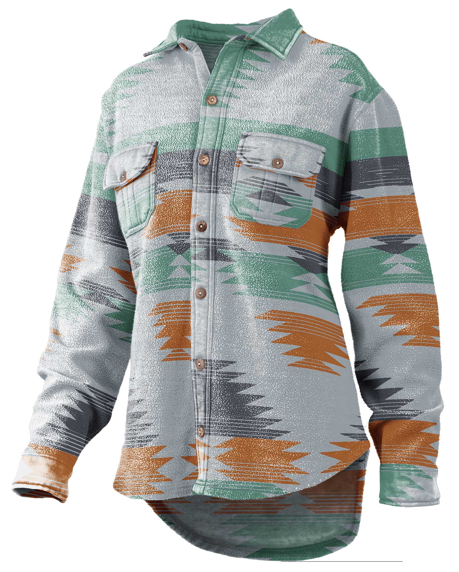 Turnrows Women's Aztec Reversed Fleece Shacket - Healthber