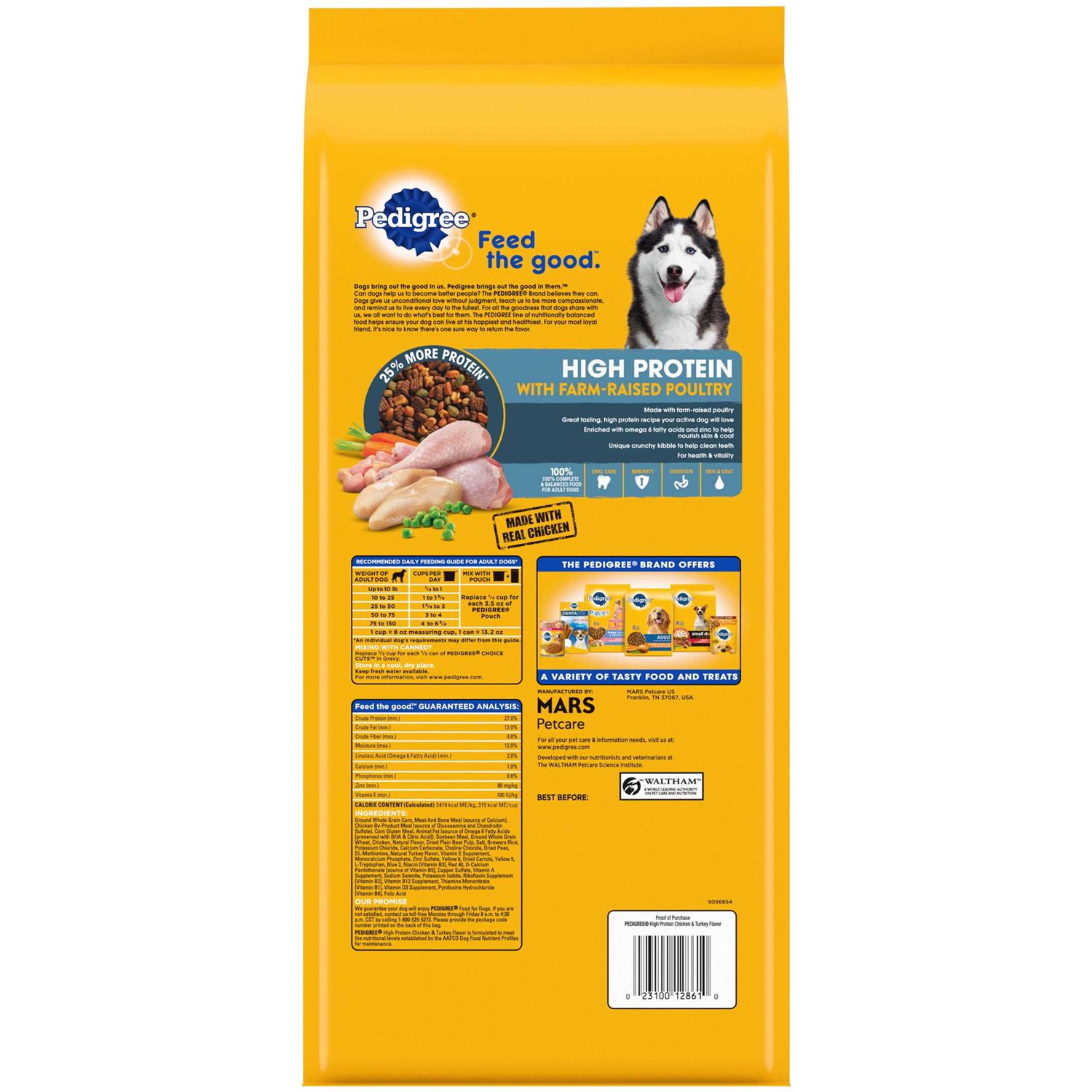 Pedigree High Protein Adult Dry Dog Food Chicken and Turkey - Healthber
