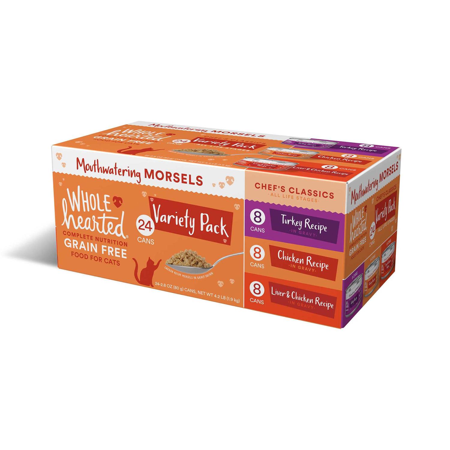 WholeHearted All Life Stages Grain-Free Chef’s Classics Morsels in Gravy Wet Cat Food Variety Pack - Healthber