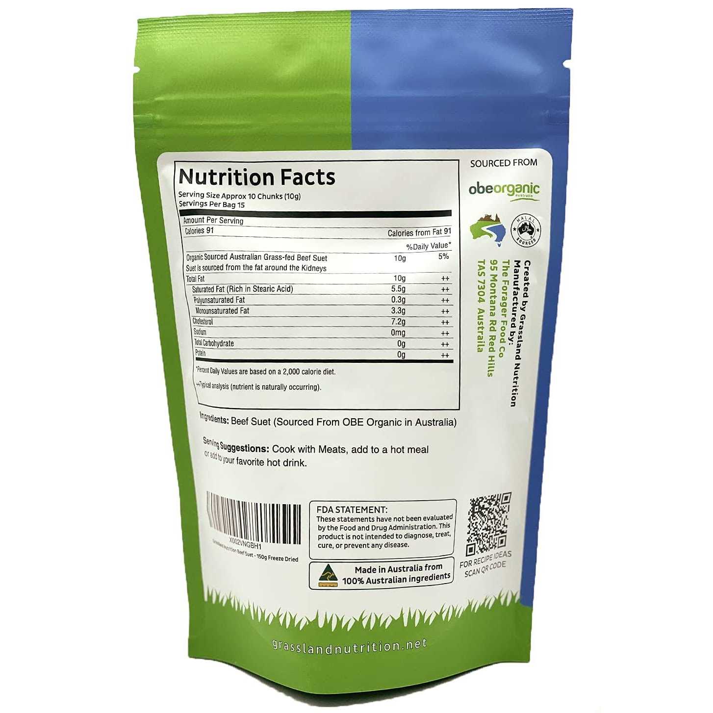 GRASSLAND NUTRITION Organic Beef Suet Rich in Stearic Acid - Healthber