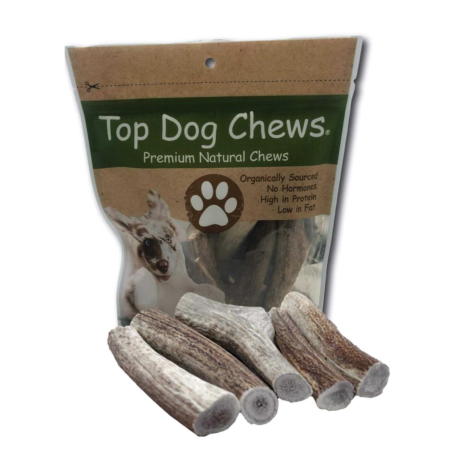 Top Dog Chews Premium Large Thick Elk Antler 5 Pack Dog Chew Treat - Healthber