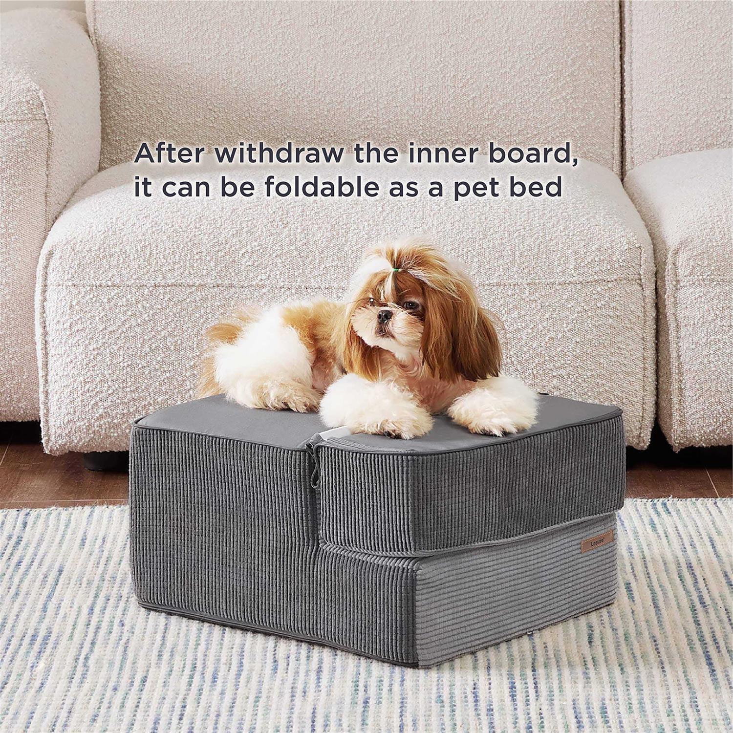 LE SURE Lesure Dog Stairs for Small Dogs Pet Stairs Beds and Couch, Folding Pet Steps with CertiPUR-US Certified Foam for Cat and Doggy - Healthber