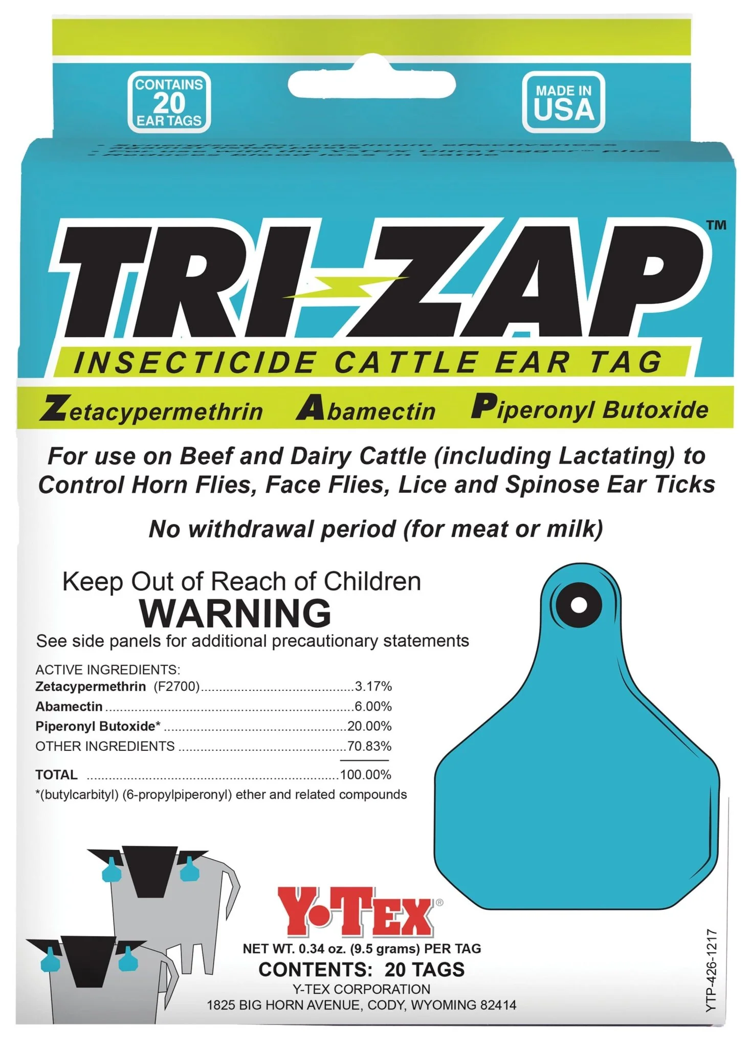 TRI-ZAP Insecticide Cattle Ear Tag, 20 pack - Healthber