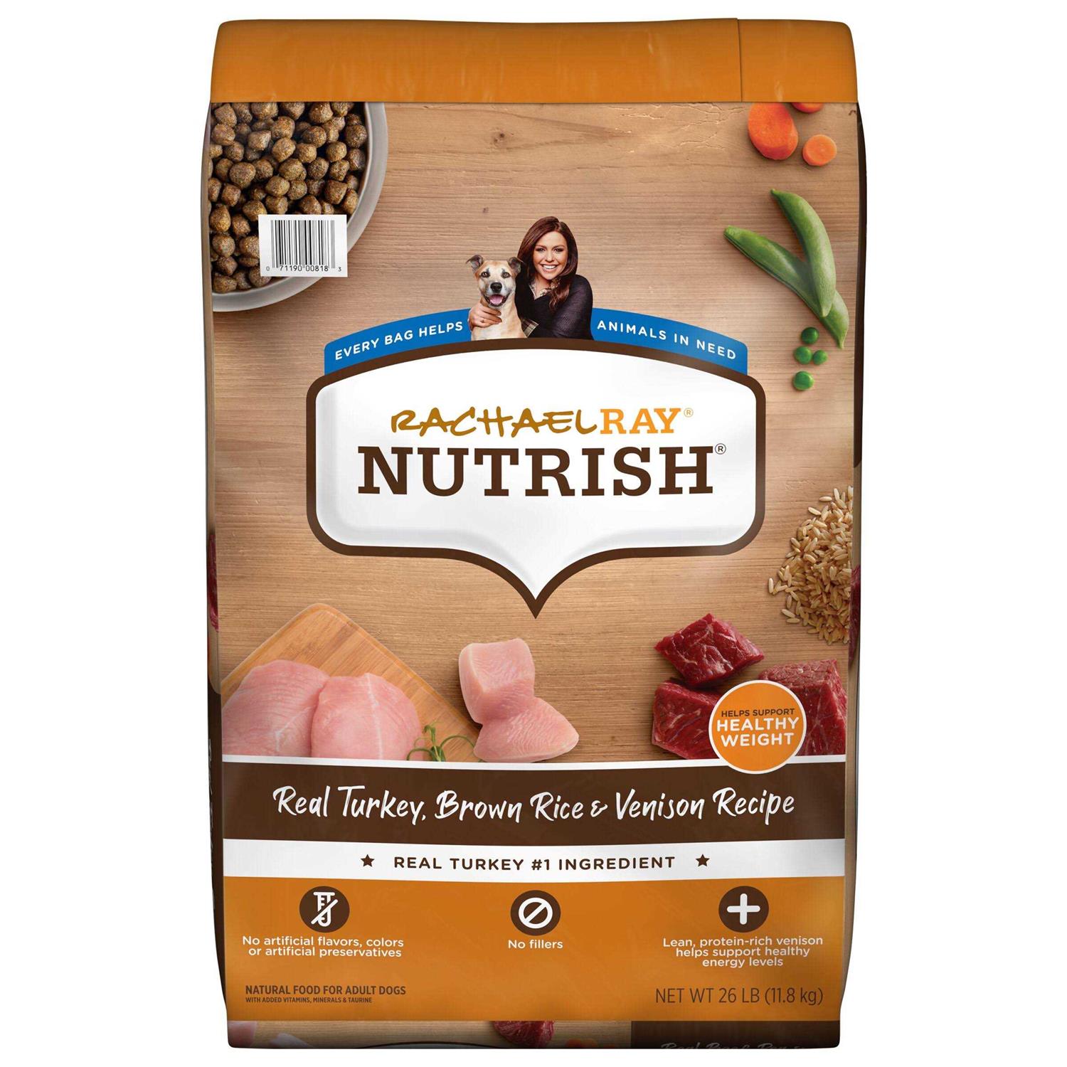 Rachael Ray Nutrish Real Turkey Brown Rice & Venison Recipe Dry Dog Food - Healthber