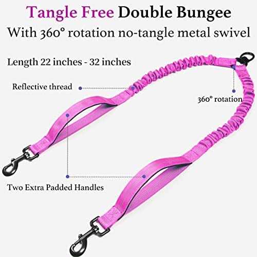 iYoShop Double Dog Leash 360 Swivel No Tangle Dual Dog Walking Leash - Healthber