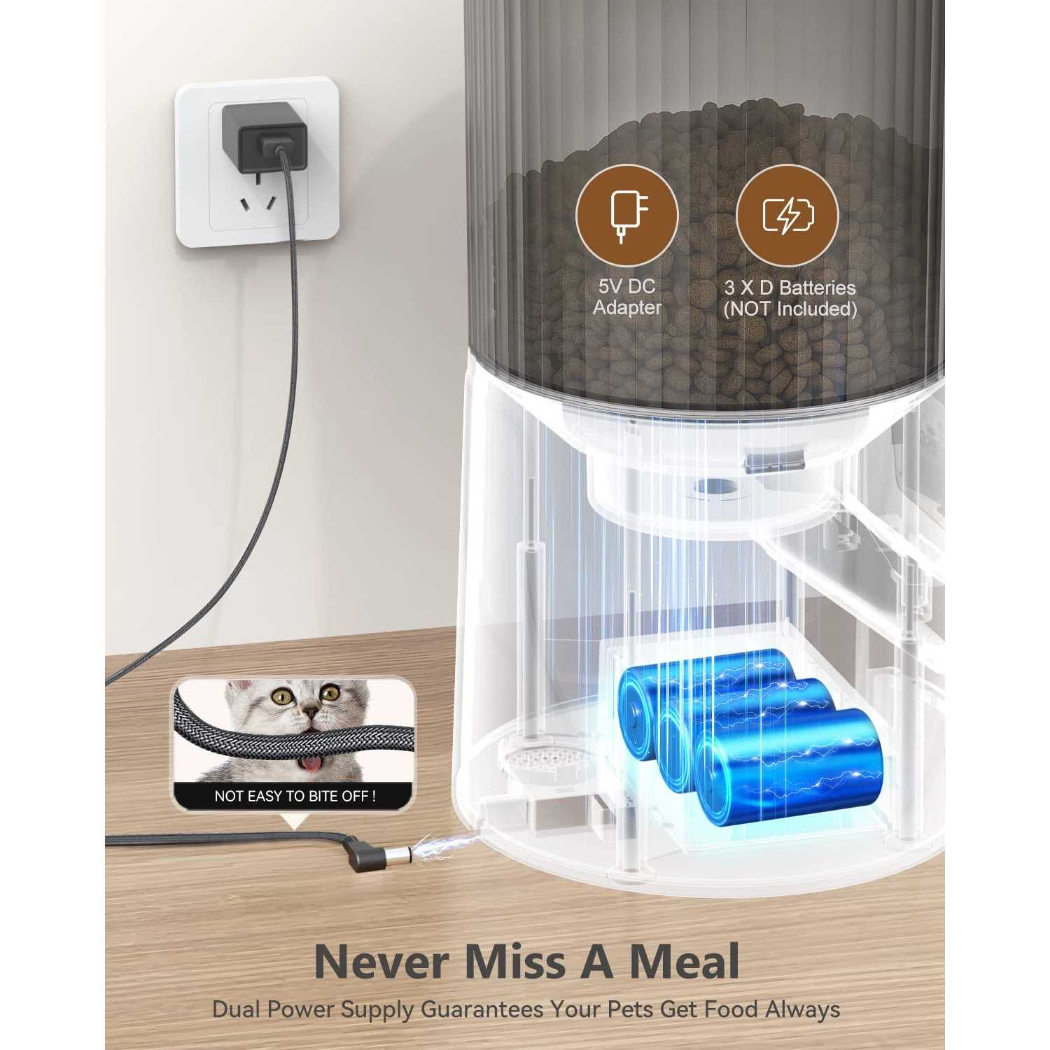 PETULTRA Automatic Cat Feeders, Timed Dog Feeder 4L Programmable Control 1-4 Meals Pet Dry Food Dispenser with Desiccant Bag for Cats and Small Medium - Healthber