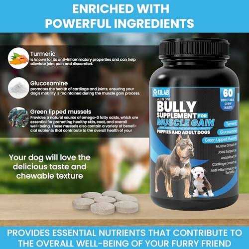 Kilab Dog Weight Gainer Muscle Builder Dog Supplement – Muscle Growth Supplement for Dogs, Puppies and Adults – Bully Growth Formula - Healthber