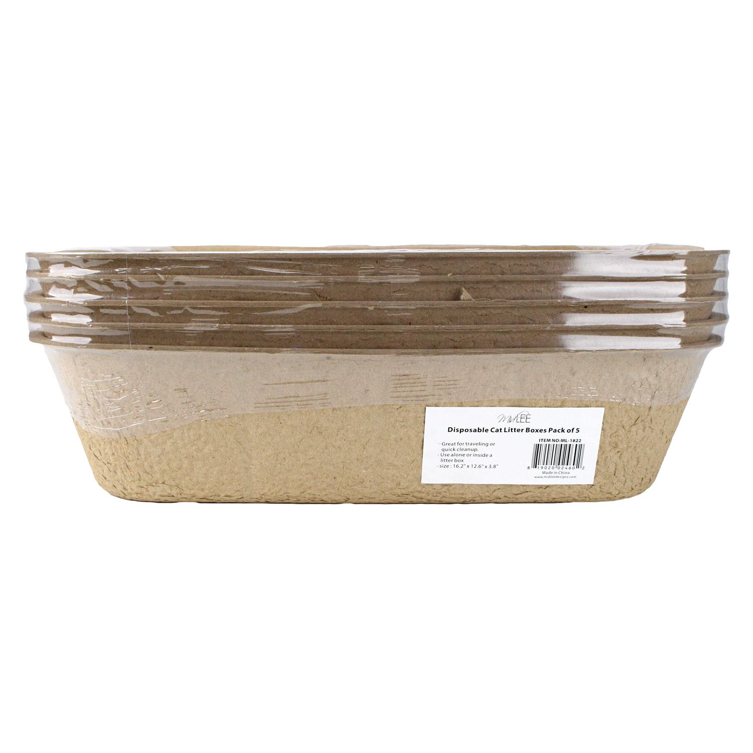 Midlee Disposable Cat Litter Boxes Pack of 5 - Healthber