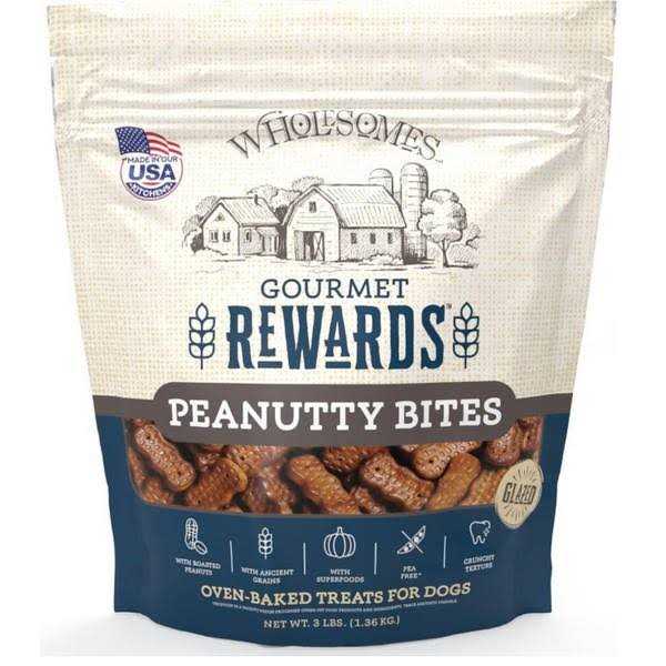 Wholesomes Gourmet Rewards Peanutty Bites Dog Treats - Healthber
