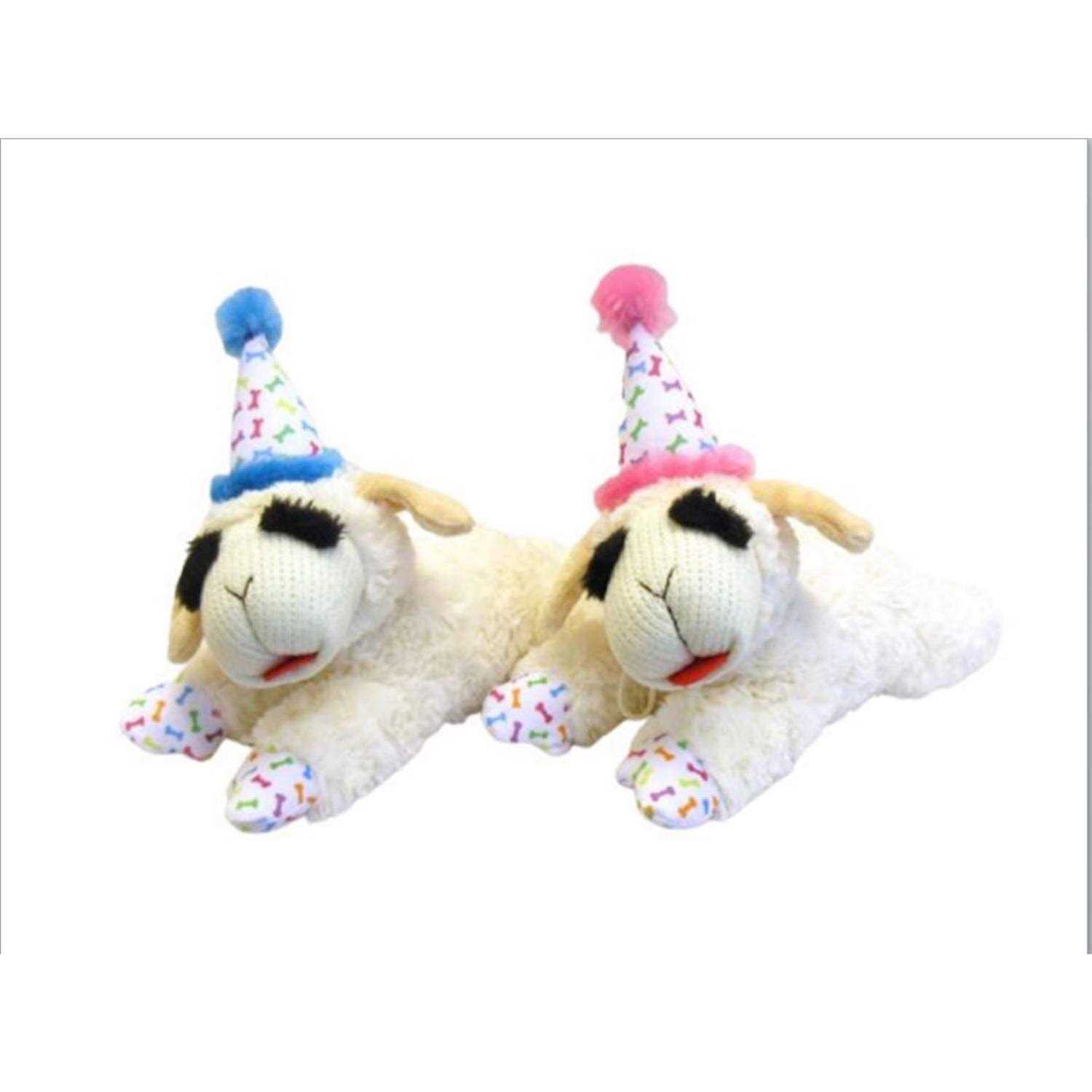 Multipet Lamb Chop Dog Toy with Birthday Hat - Healthber