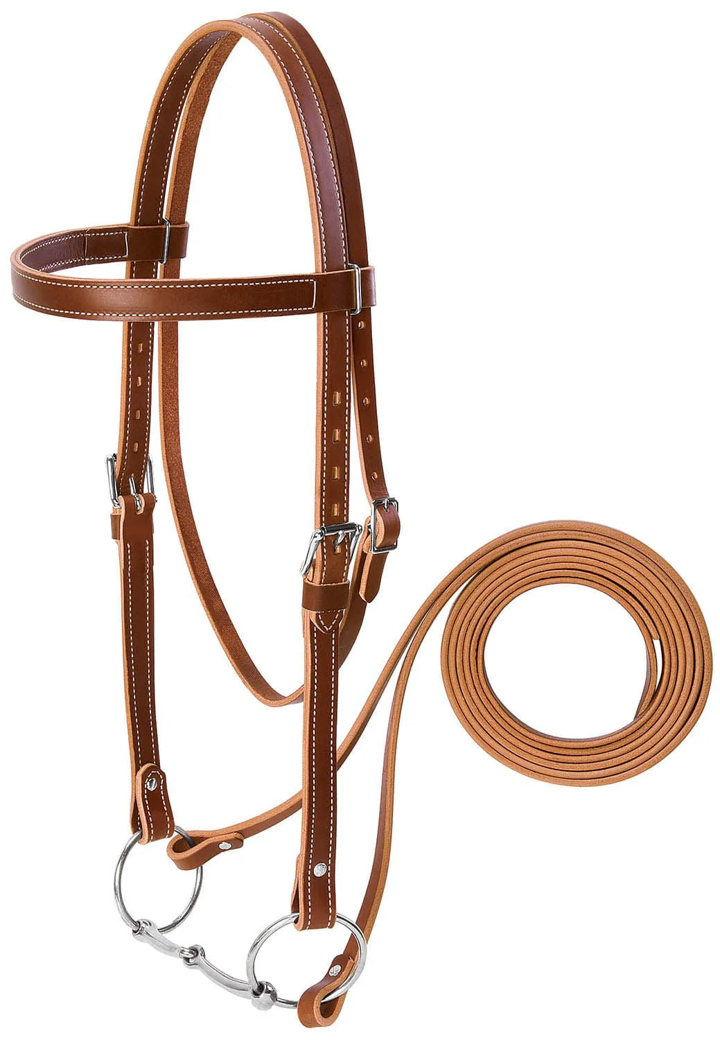 Weaver Leather Draft Horse 3 Piece - Bridle, Reins, & Snaffle Bit Set - Healthber