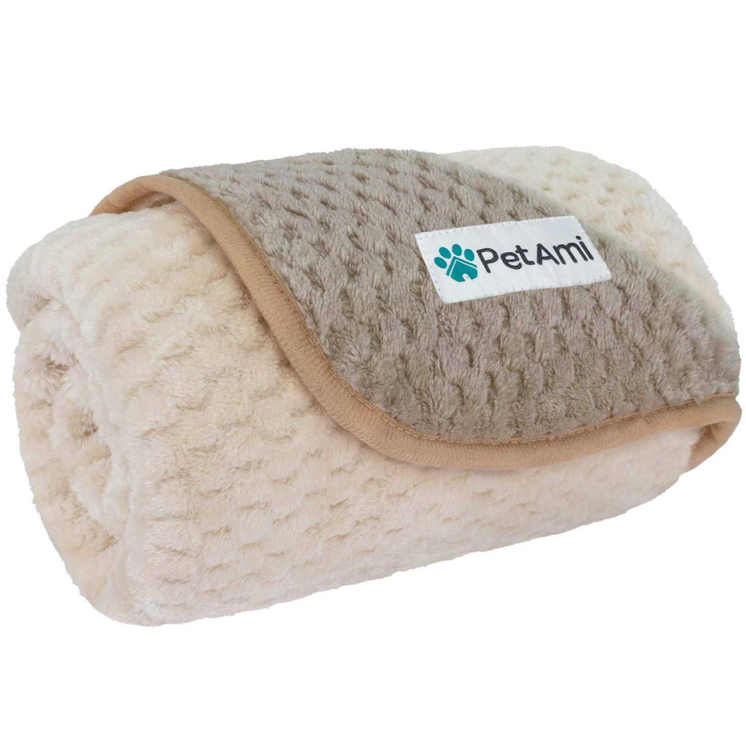 PetAmi Sherpa Fleece Waterproof Waffle Cat & Dog Blanket - Healthber