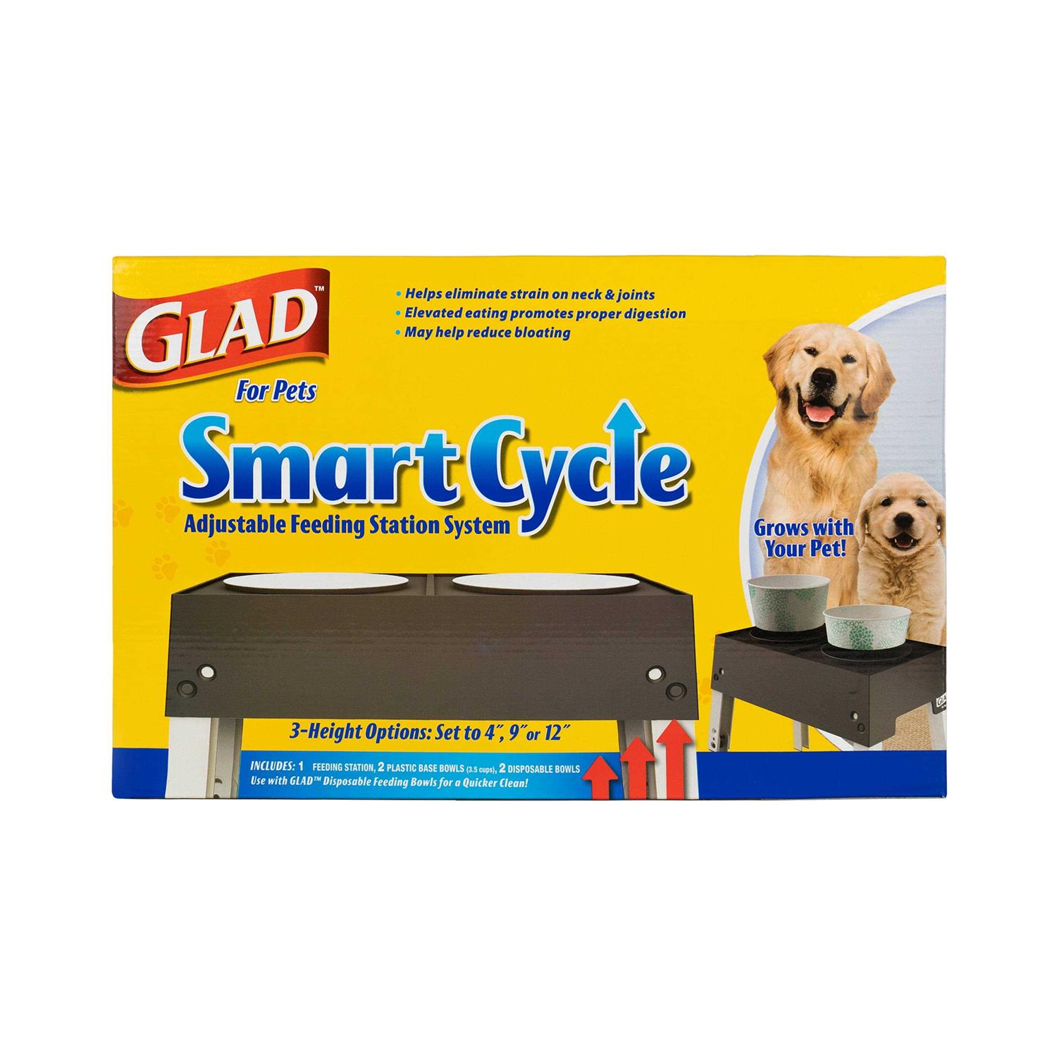 Glad for Pets Smart Cycle Adjustable Feeding Station System Elevated Dog Bowl Inserts With 3 Height Options Dogs - Healthber