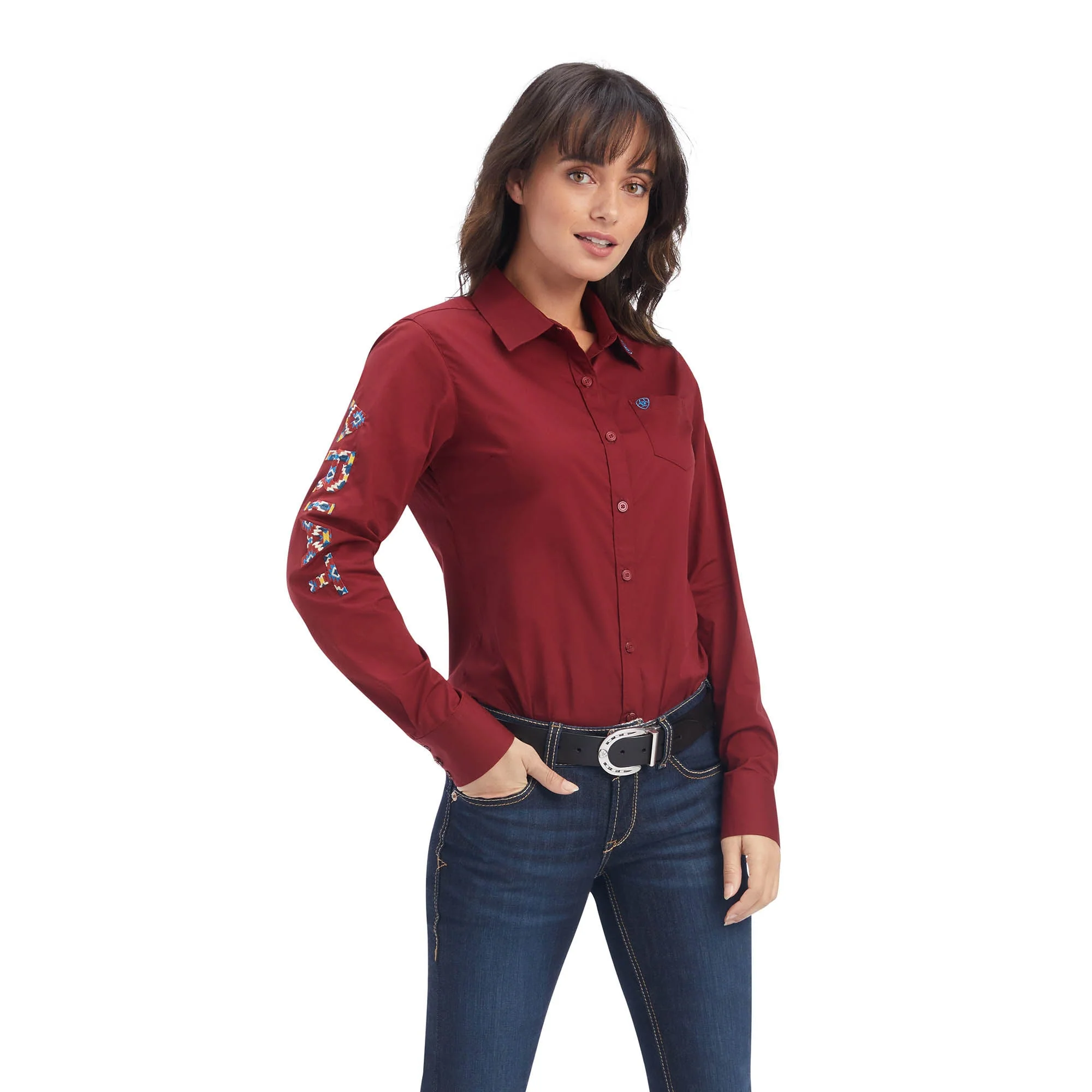 Ariat Team Kirby Stretch Shirt, Rouge Red - Healthber