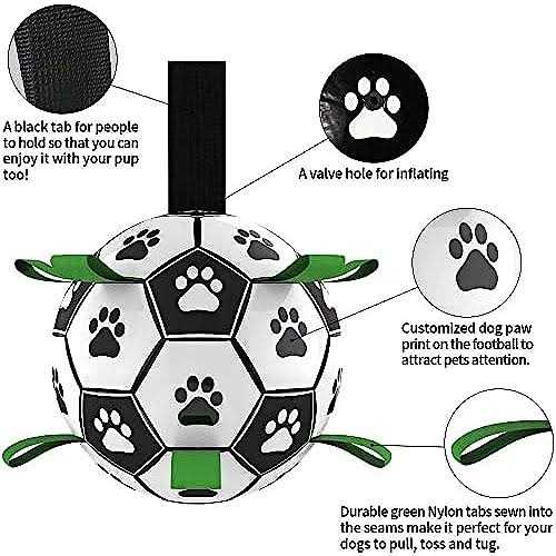 QDAN Dog Toys Soccer Ball with Straps Interactive Dog Toys for Tug of War - Healthber