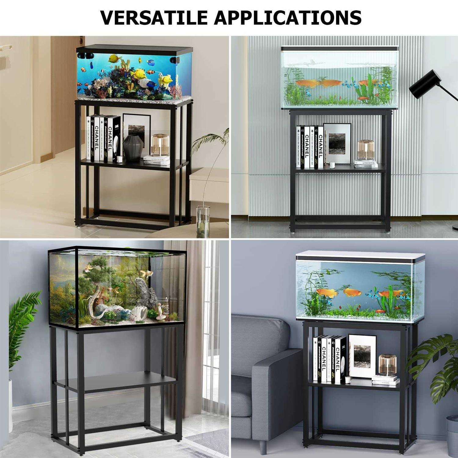 Likeem Fish Tank Stand Metal Aquarium Stand 20 Gallon Aquarium Turtle Tank 24.8 x 9.25 x 30.1 - Healthber