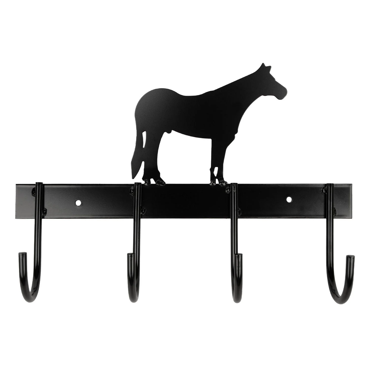 Wall Mount 4-Hook Horse Tack Rack, Barrel Racer or Horse Silhouette - Healthber