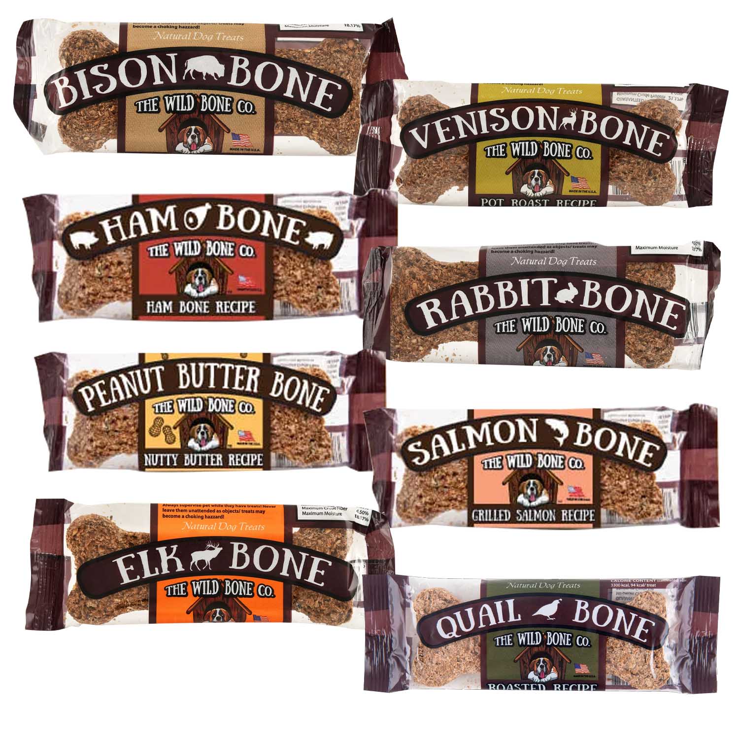Wild Bone Crunchy Dog Treats, Variety, 8 pk Kit - Healthber