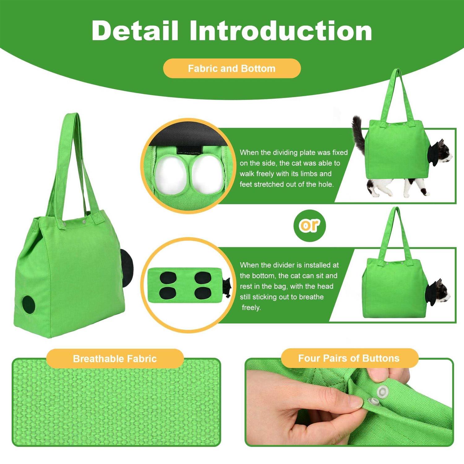 Cat Carrier Soft Cat Travel Bag Sling Pet Accessories Outdoor Color Green Size L,Can take Cats and Dogs Out for a Walk,Support Cats and Dogs up to - Healthber