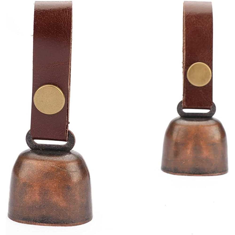 kcrygogo Dog Collar Bell Pet Bells Tracker Noise Maker Anti-theft Bell with Leather Button Strap and Pet Anti - Healthber