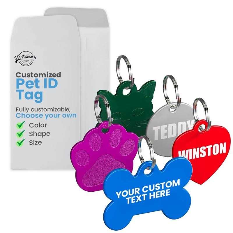 Dr. Fremont’s Pet ID Tag Custom for Dog Cat Personalized Many Shapes and Colors to Choose from - Healthber
