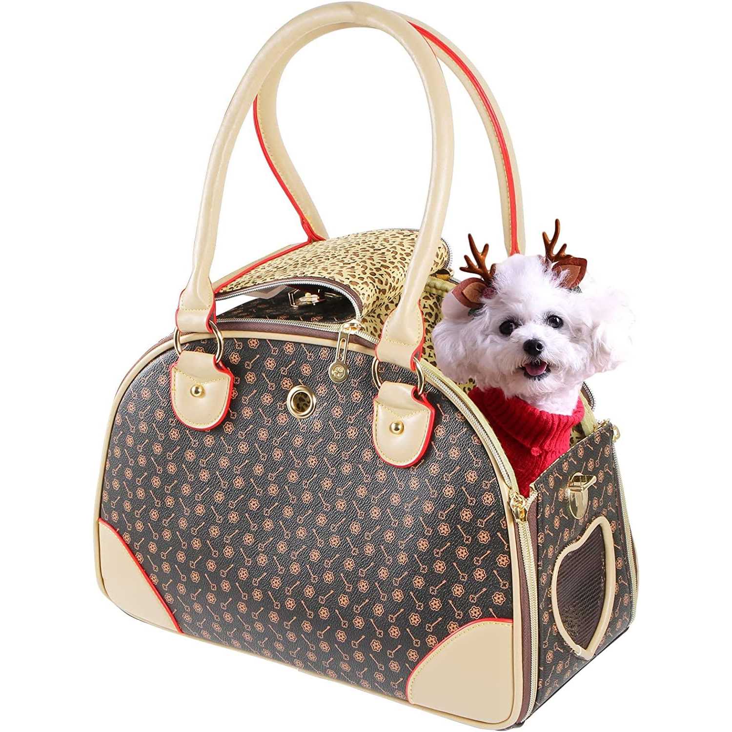 petpetssmart Fashion Dog Carrier Pu Leather Dog Handbag Dog Purse Cat Tote Bag Pet Cat Dog Hiking Bag - Healthber