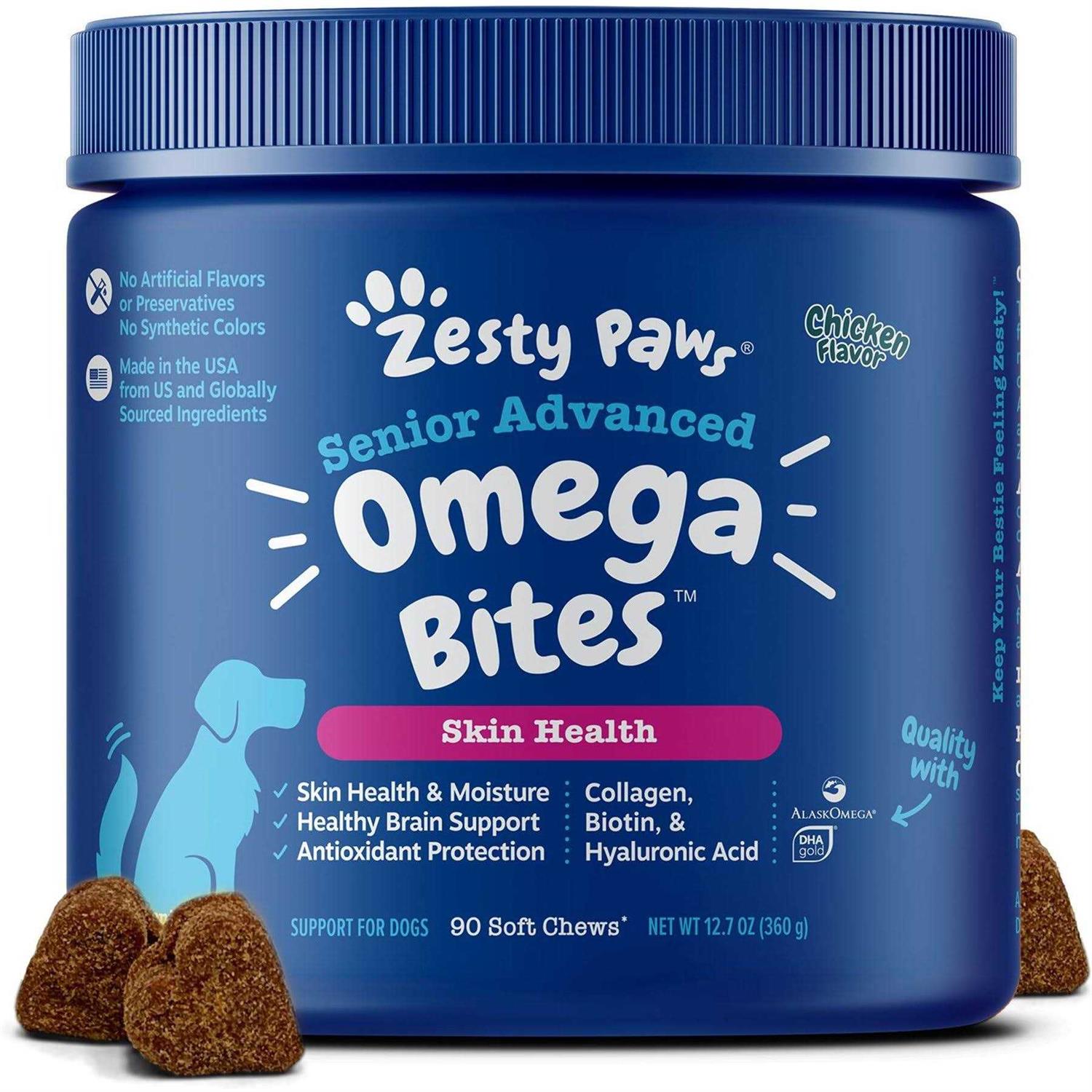 Zesty Paws Advanced Omega Senior Chicken Bites - Healthber