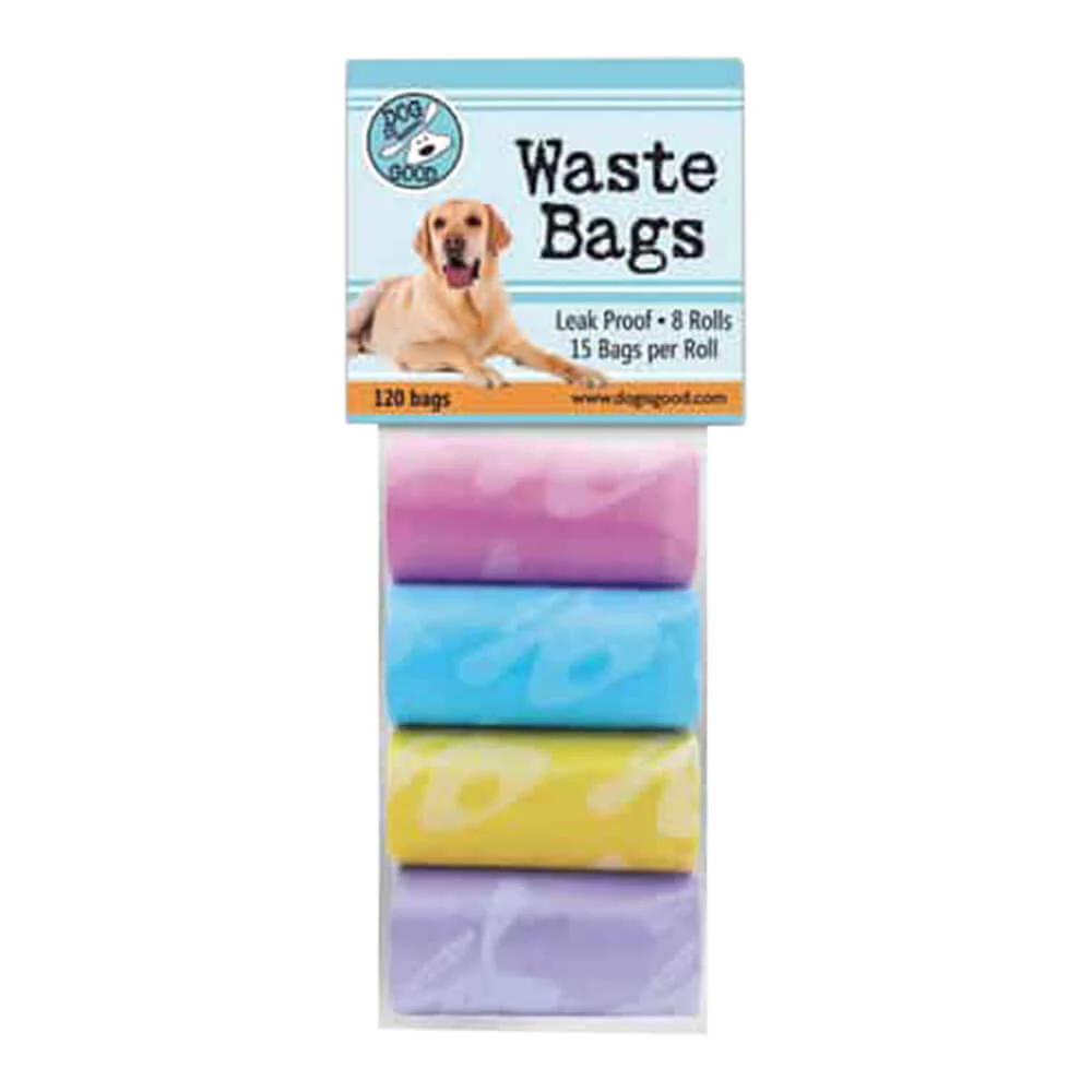 Dog is Good Pet Waste Bags Pastels, 8 Roll Pack - Healthber