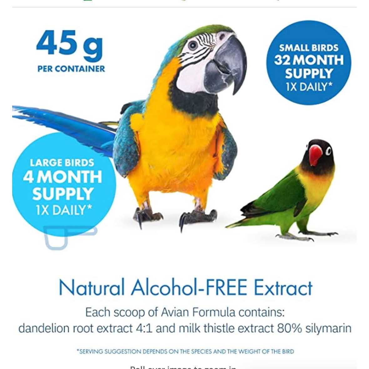 Equa Holistics Avian Formula Milk Thistle & Dandelion Root Bird Supplement - Healthber