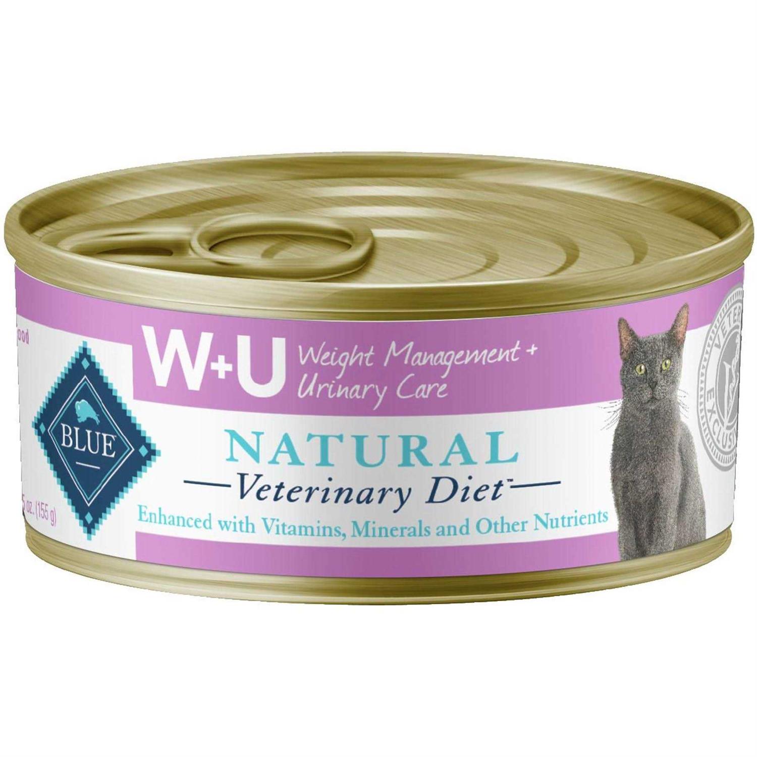 5.5-oz W+U Weight Management + Urinary Care Grain-Free Canned Cat Food Blue Buffalo Natural Veterinary Diet case of 24 - Healthber