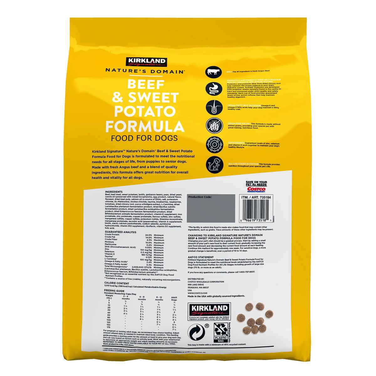 Kirkland Signature Natures Domain Beef & Sweet Potato Dog Food 35 lb - Healthber