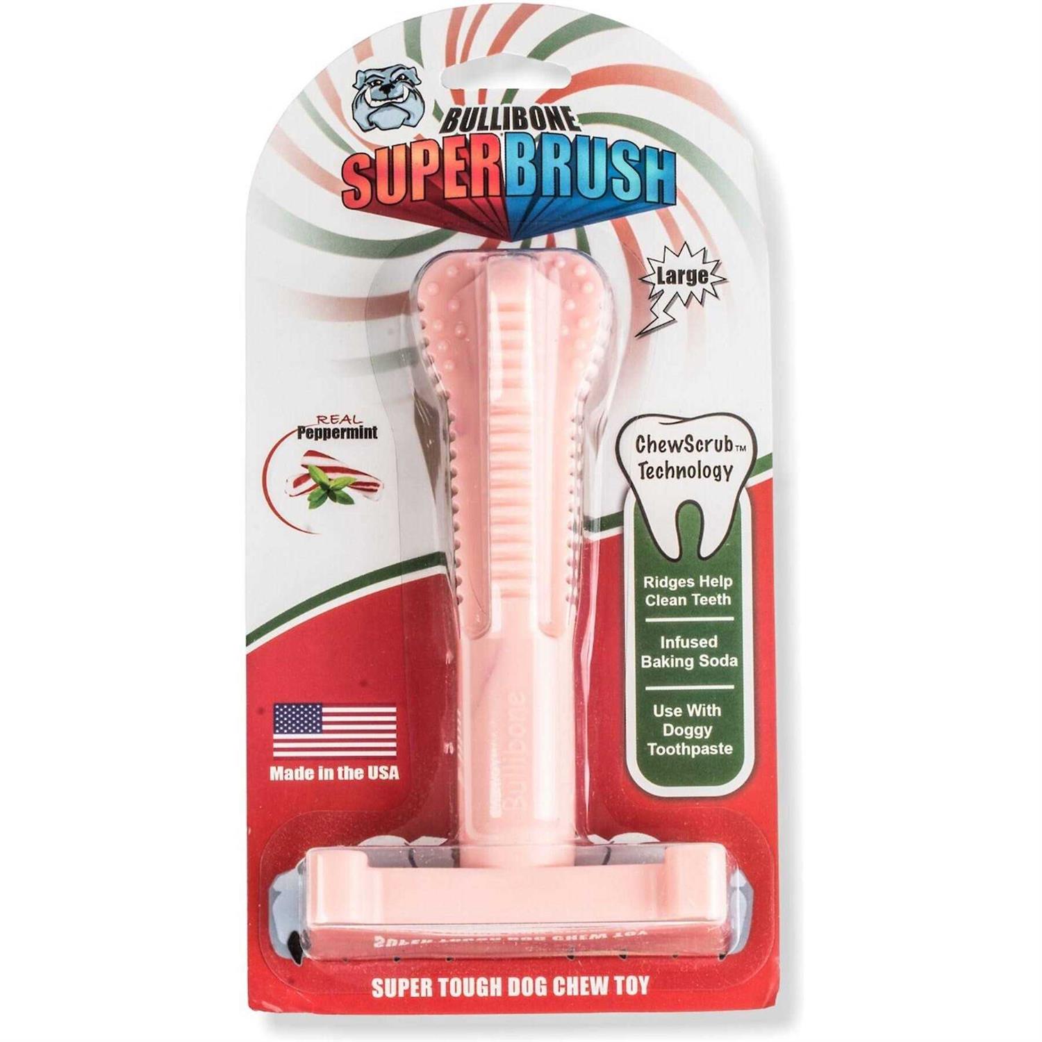 Bullibone SuperBrush Dog Teeth Cleaning Brushing Toothbrush Stick Long Lasting Nylon Chew Toy for Oral Care - Healthber
