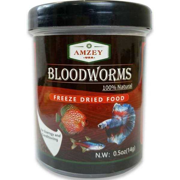 Amzey Blood Worms 0.35oz -100% Natural Freeze Dried Blood Worms Aquarium Fish Food - Healthber