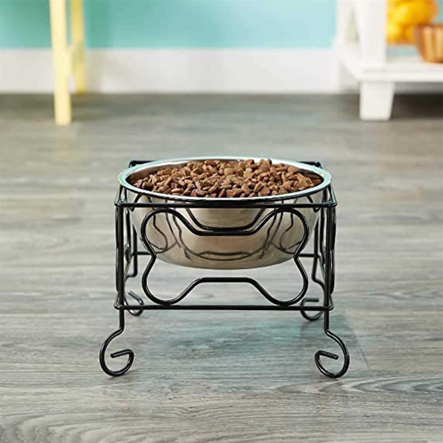 YML Wrought Iron Stand with Single Stainless Steel Feeder Bowl - Healthber