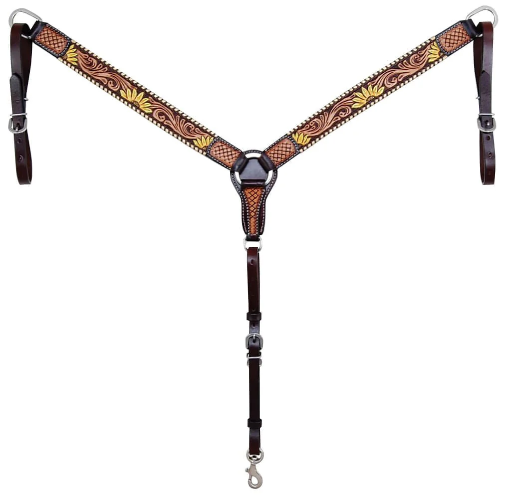 Rafter T Painted Sunflower Breast Collar - Healthber
