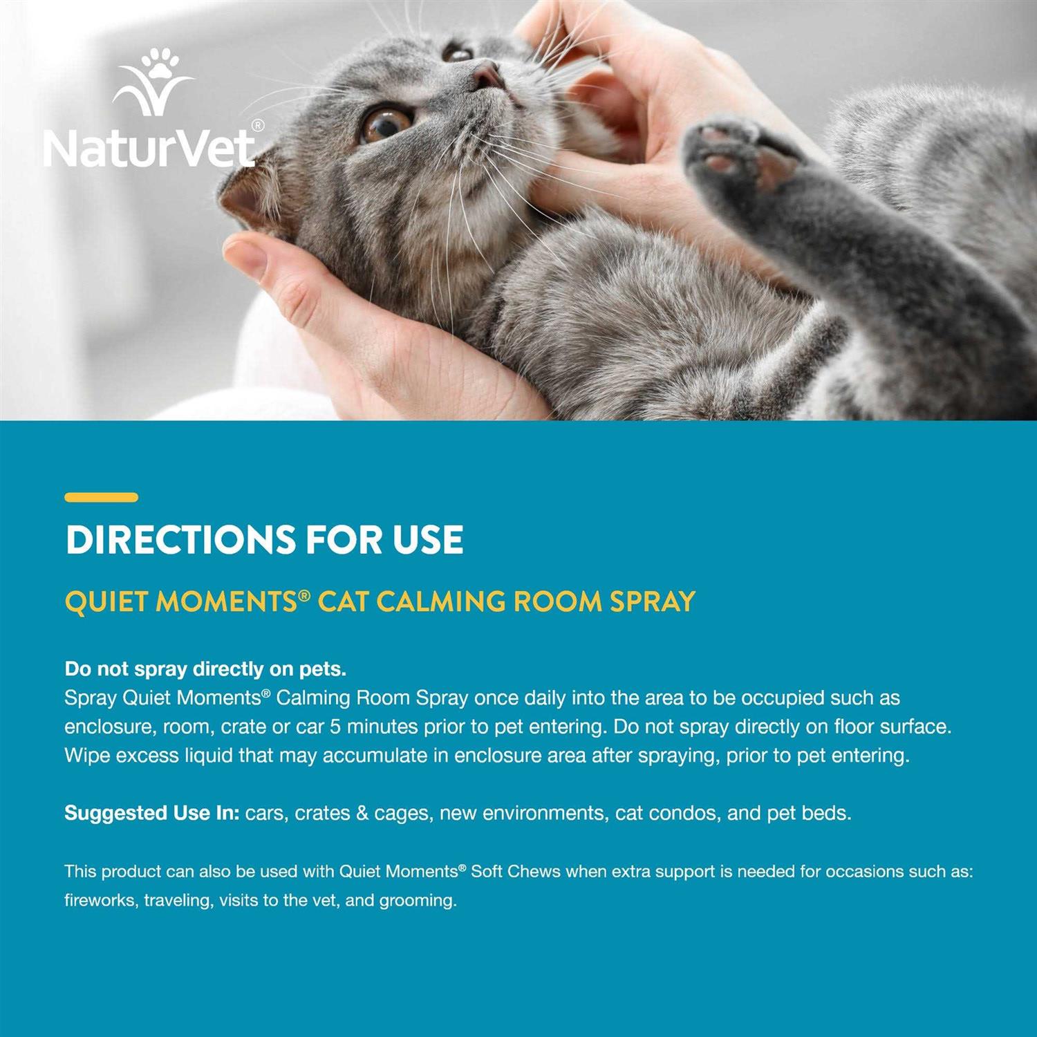 NaturVet Quiet Moments Calming Spray for Cats - Healthber