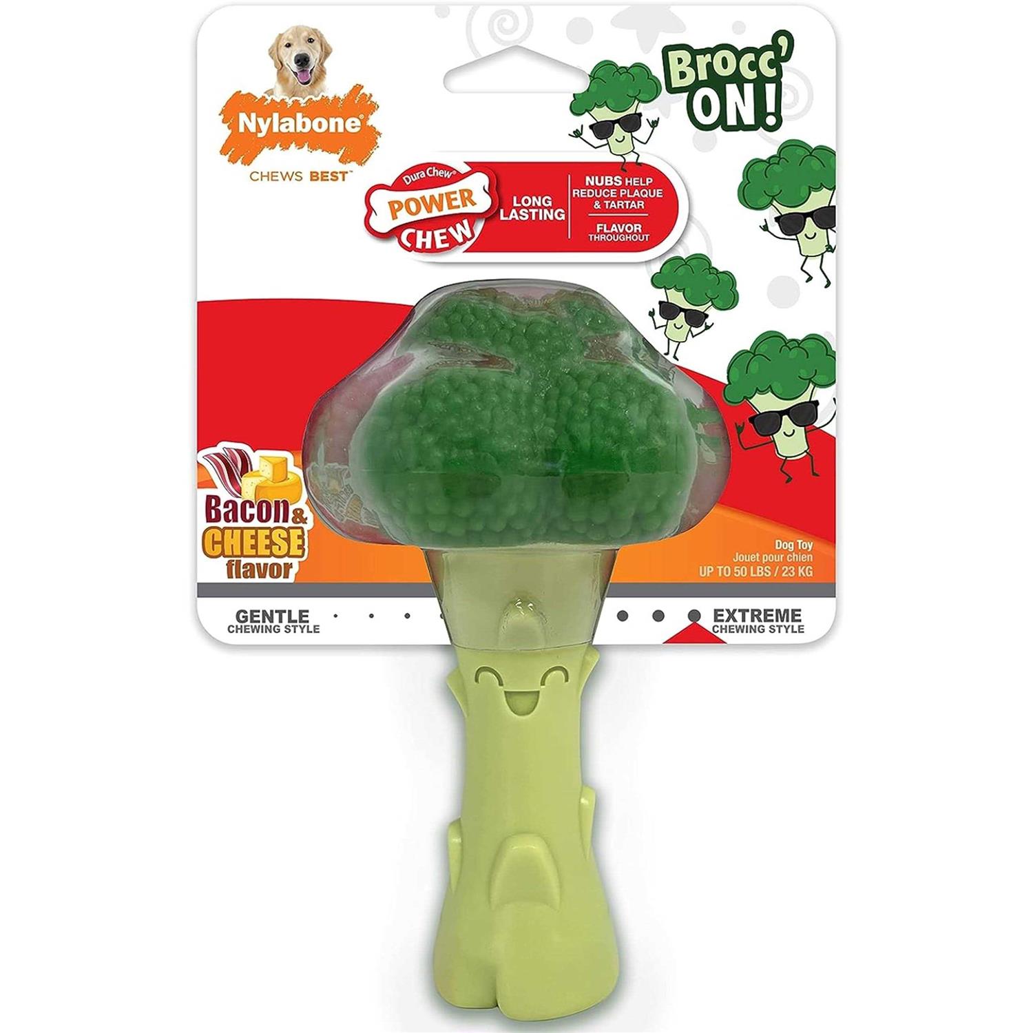 Nylabone Power Chew Broccoli Dog Toy Bacon Cheese - Healthber