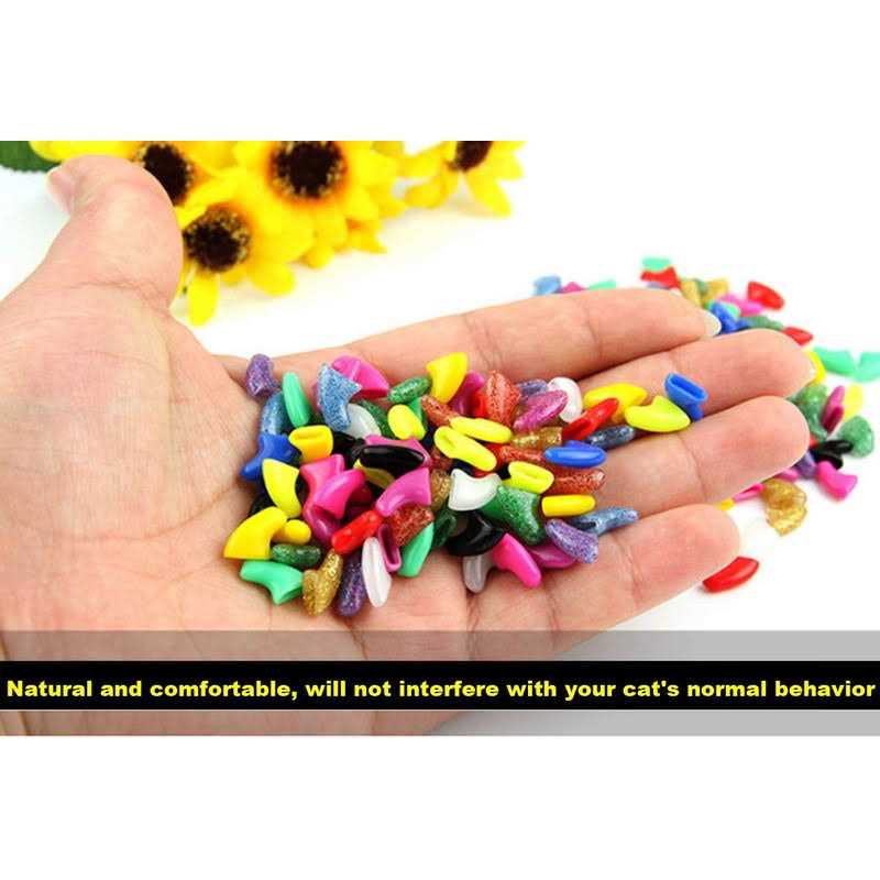 VICTHY Cat Nail Caps Pet Cat Soft Claws Nail Covers Cat Claws with Glue and Applicators Medium - Healthber