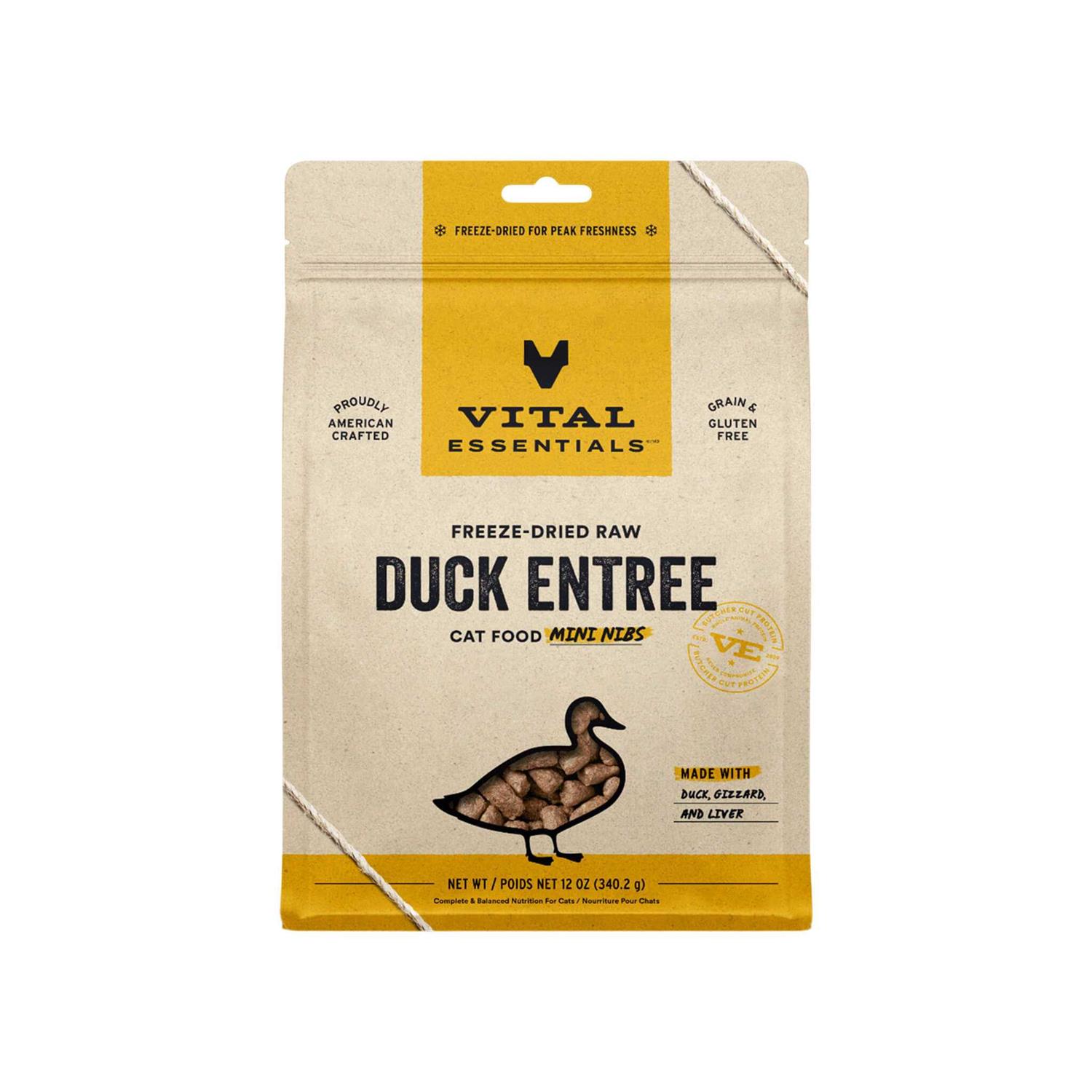 Vital Essentials Duck Entree Mini Nibs Freeze-Dried Raw Cat Food - Healthber