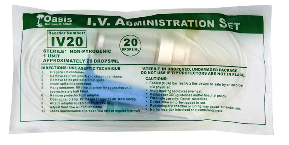 Rx Dripvet IV Set, 20 drop (72 inch) Not Vented-with Needle-1 Port - Healthber